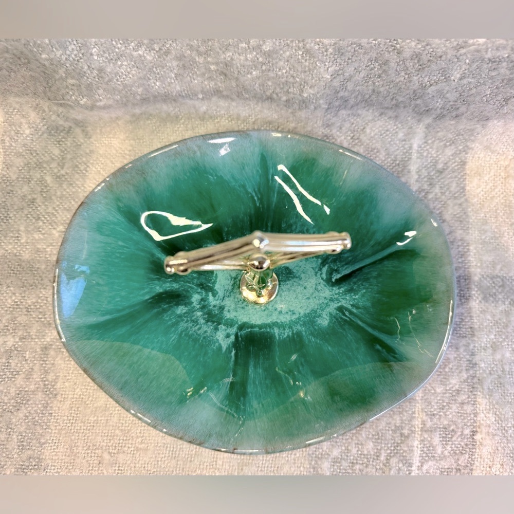 Vintage Blue Mountain Pottery Candy Serving Dish Blue/Green Drip Glaze - Picture 3 of 13